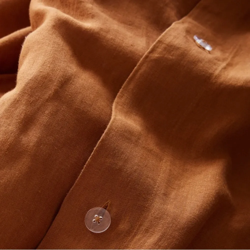 NWOT QUINCE European Linen Duvet Cover Set Twin Terracotta 1005 - Picture 4 of 9